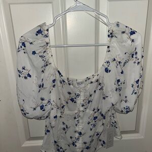 Sienna Sky White and Blue Floral Blouse